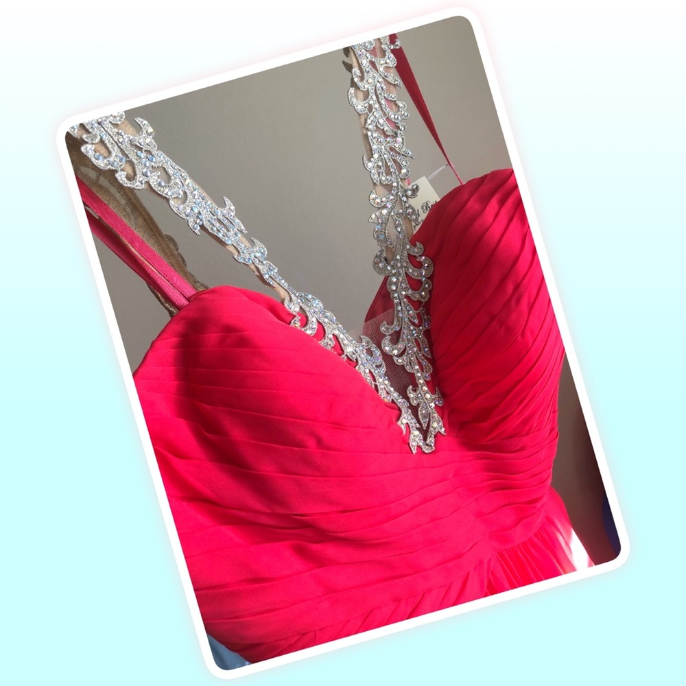 Long Vibrant Chiffon Dress with Low “V”